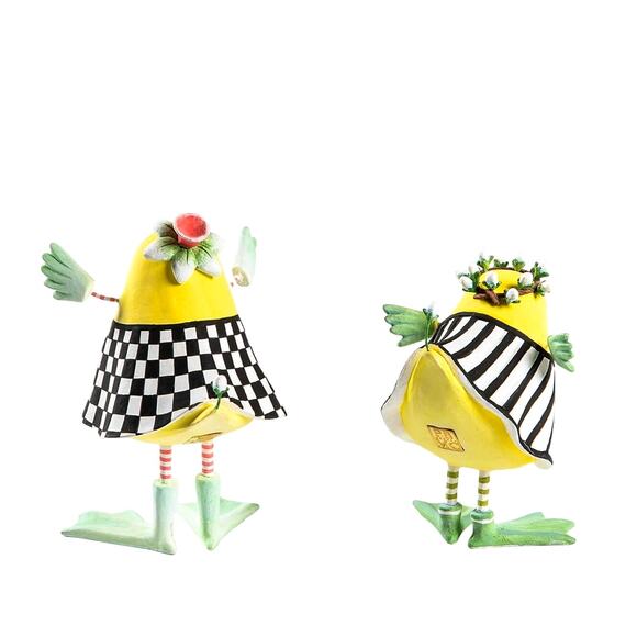 MACKENZIE CHILDS Patience Brewster Dressed Up Chicks, Set of 2 Easter Decor NEW - Picture 2 of 2